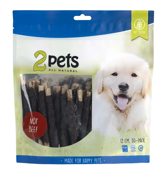 2pets Tuggpinne mald, nötkött, 12cm, 30-pack, 400g x 10