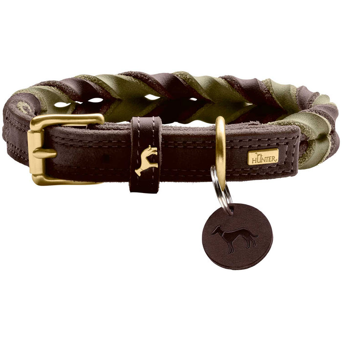 HUNTER  Solid Education Duo halsband Mörkbrun/Olive